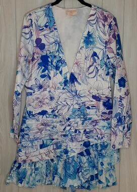Rococo Sand Mini Ruffle Floral Dress Size XL Long Sleeve Bohemian Resort